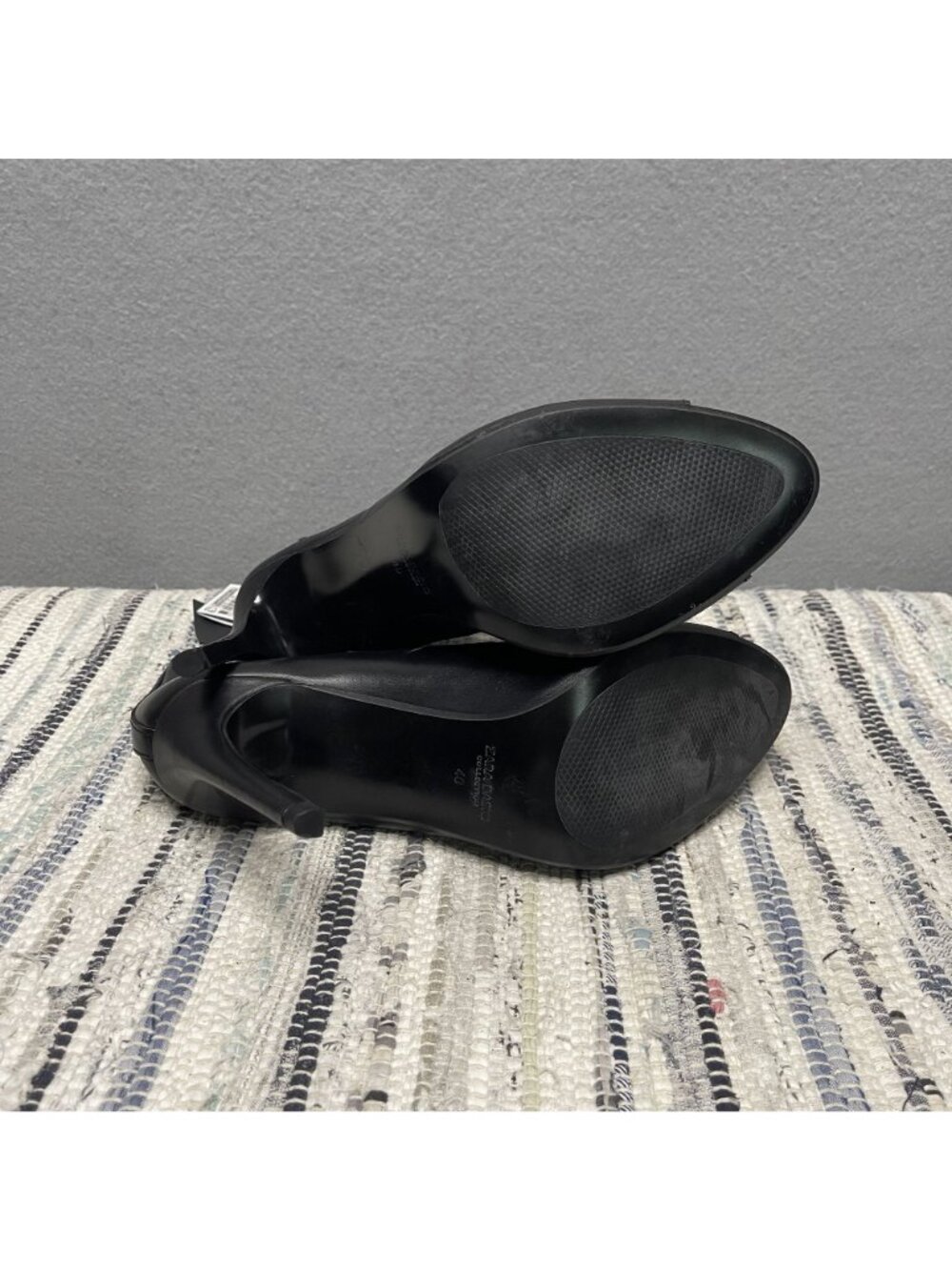 Zara Black Leather Lace-Up Stiletto Booties With Cut-Out Details Size 9 New - Picture 7 of 8